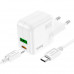 Адаптер мережевий HOCO Type-C to Type-C Cable Lucky dual-port charger set C111A |1USB/1Type-C, 30W/3A, PD/QC|