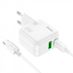 Адаптер мережевий HOCO Type-C to Type-C Cable Lucky dual-port charger set C111A |1USB/1Type-C, 30W/3A, PD/QC|