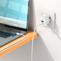 Адаптер мережевий HOCO Type-C to Type-C Cable Lucky dual-port charger set C111A |1USB/1Type-C, 30W/3A, PD/QC|