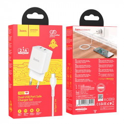 Адаптер мережевий Hoco Type-C Cable Maker dual Port charger set N25 |2USB, 2.1A|