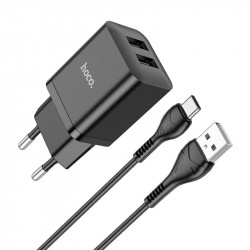 Адаптер мережевий Hoco Type-C Cable Maker dual Port charger set N25 |2USB, 2.1A|