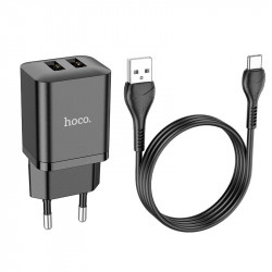 Адаптер мережевий Hoco Type-C Cable Maker dual Port charger set N25 |2USB, 2.1A|