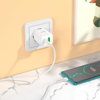 Адаптер мережевий HOCO Type-C to Type-C Cable founder charger set N28 |1USB/1Type-C, 20W/3A, PD/QC|