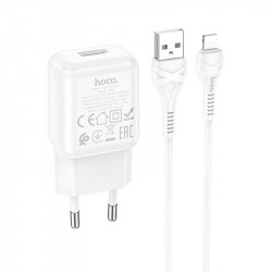 Адаптер мережевий Hoco Lightning cable single port charger set C96A |1USB, 2.1A|