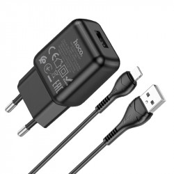 Адаптер мережевий Hoco Lightning cable single port charger set C96A |1USB, 2.1A|