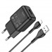 Адаптер мережевий Hoco Lightning cable single port charger set C96A |1USB, 2.1A|