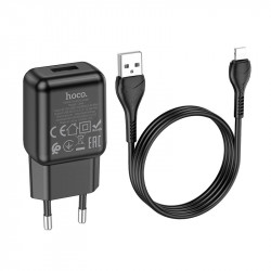 Адаптер мережевий Hoco Lightning cable single port charger set C96A |1USB, 2.1A|