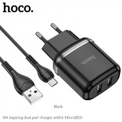 Адаптер мережевий Hoco Micro USB cable Aspiring dual port charger set N4 |2USB, 2.4A|