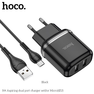 Адаптер мережевий Hoco Micro USB cable Aspiring dual port charger set N4 |2USB, 2.4A|