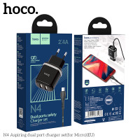 Адаптер мережевий Hoco Micro USB cable Aspiring dual port charger set N4 |2USB, 2.4A|