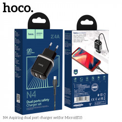 Адаптер мережевий Hoco Micro USB cable Aspiring dual port charger set N4 |2USB, 2.4A|