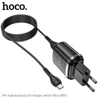 Адаптер мережевий Hoco Micro USB cable Aspiring dual port charger set N4 |2USB, 2.4A|