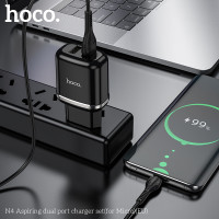 Адаптер мережевий Hoco Micro USB cable Aspiring dual port charger set N4 |2USB, 2.4A|