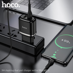 Адаптер мережевий Hoco Micro USB cable Aspiring dual port charger set N4 |2USB, 2.4A|