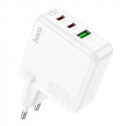 Адаптер мережевий HOCO Header three-port C115A |1USB/2Type-C, 65W/3A, PD/QC|