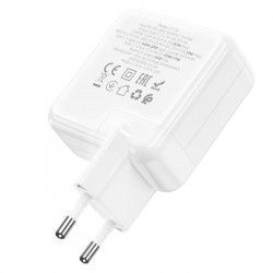 Адаптер мережевий HOCO Header three-port C115A |1USB/2Type-C, 65W/3A, PD/QC|