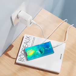 Адаптер мережевий HOCO Header three-port C115A |1USB/2Type-C, 65W/3A, PD/QC|