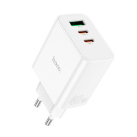 Адаптер мережевий HOCO Pure power three-port C126A |1USB/2Type-C, 40W/3A, PD/QC|