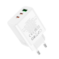 Адаптер мережевий HOCO Pure power three-port C126A |1USB/2Type-C, 40W/3A, PD/QC|