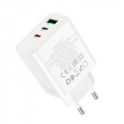 Адаптер мережевий HOCO Pure power three-port C126A |1USB/2Type-C, 40W/3A, PD/QC|