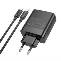 Адаптер мережевий Hoco Type-C to Lightning Cable Intelligent four-port C127A |3USB/1Type-C, 45W/3A, PD/QC|