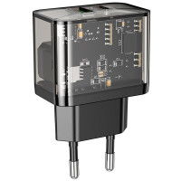 Адаптер мережевий HOCO dazzling dual-port N34 |1USB/1Type-C, 20W/3A, PD/QC|