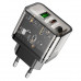Адаптер мережевий HOCO dazzling dual-port N34 |1USB/1Type-C, 20W/3A, PD/QC|