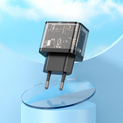 Адаптер мережевий HOCO dazzling dual-port N34 |1USB/1Type-C, 20W/3A, PD/QC|