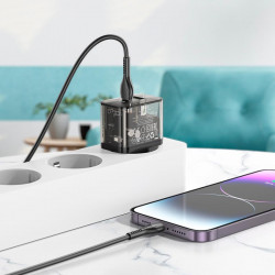 Адаптер мережевий HOCO dazzling dual-port N34 |1USB/1Type-C, 20W/3A, PD/QC|
