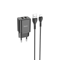 Адаптер мережевий Hoco Micro USB Cable Maker dual port charger set N25 |2USB, 2.1A|