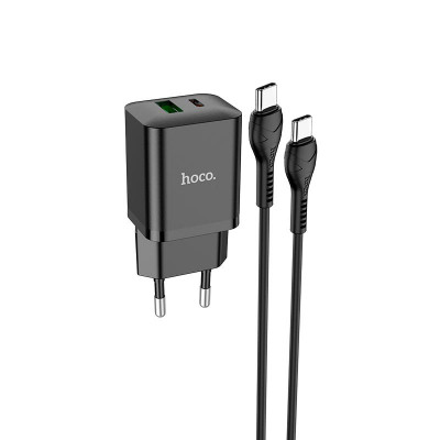 Адаптер мережевий HOCO Type-C to Type-C Cable founder charger set N28 |1USB/1Type-C, 20W/3A, PD/QC|