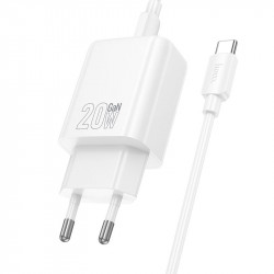 Адаптер мережевий HOCO gentle single port charger N60 (Type-C to Type-C Set) |1Type-C, 20W/3A, PD/QC|