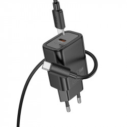 Адаптер мережевий HOCO gentle single port charger N60 (Type-C to Type-C Set) |1Type-C, 20W/3A, PD/QC|