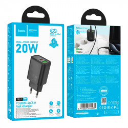 Адаптер мережевий HOCO Gentle charger N61 |1USB/1Type-C, 20W/3A, PD/QC|