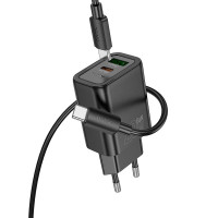 Адаптер мережевий HOCO gentle charger N61 (Type-C to Type-C set) |1USB/1Type-C, 20W/3A, PD/QC|