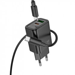 Адаптер мережевий HOCO gentle charger N61 (Type-C to Type-C set) |1USB/1Type-C, 20W/3A, PD/QC|