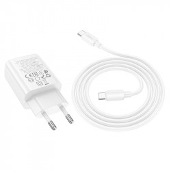 Адаптер мережевий HOCO gentle charger N61 (Type-C to Type-C set) |1USB/1Type-C, 20W/3A, PD/QC|