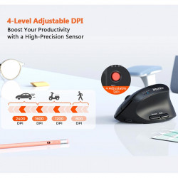 Миша MEETION 2.4 G+Bluetooth Office Vertical Mouse BTM008 |800-1200-1600-2400dpi, 400h, Type-C charging|