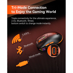 Миша MEETION Wired + 2.4 G+Bluetooth Gaming mouse GW24 |6 Keys, 8000dpi, 30-60h, RGB|