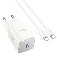 Адаптер мережевий HOCO Type-C to Type-C cable Vista single port charger N43 |Type-C, QC/PD, 30W/3A|