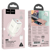 Адаптер мережевий HOCO Type-C to Type-C cable Vista single port charger N43 |Type-C, QC/PD, 30W/3A|