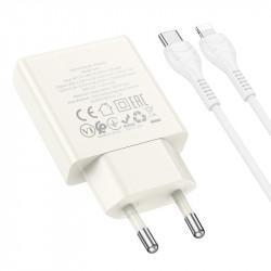 Адаптер мережевий HOCO Type-C to Lightning cable Biscuit single port charger N44 |Type-C, QC/PD, 30W/3A|