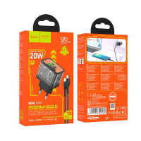 Адаптер мережевий HOCO Type-C to Type-C cable dazzling dual-port N34 |1USB/1Type-C, 20W/3A, PD/QC|