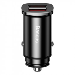 Адаптер автомобільний BASEUS Square metal |QC3.0, 2USB, 30W, 5A|