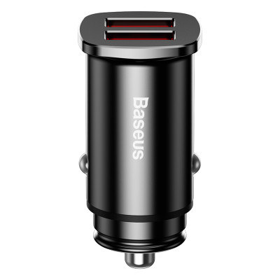 Адаптер автомобільний BASEUS Square metal |QC3.0, 2USB, 30W, 5A|
