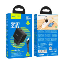 Адаптер мережевий HOCO Type-C to Lightning Cable Triumph charger set N29 |2Type-C, 35W/3A, PD/QC|