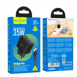 Адаптер мережевий HOCO Type-C to Lightning Cable Triumph charger set N29 |2Type-C, 35W/3A, PD/QC|