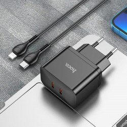 Адаптер мережевий HOCO Type-C to Lightning Cable Triumph charger set N29 |2Type-C, 35W/3A, PD/QC|
