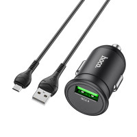Адаптер автомобільний Hoco Micro USB Cable Mighty single port Car charger Z43 |1USB, 3A, QC, 18W|
