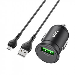 Адаптер автомобільний Hoco Micro USB Cable Mighty single port Car charger Z43 |1USB, 3A, QC, 18W|